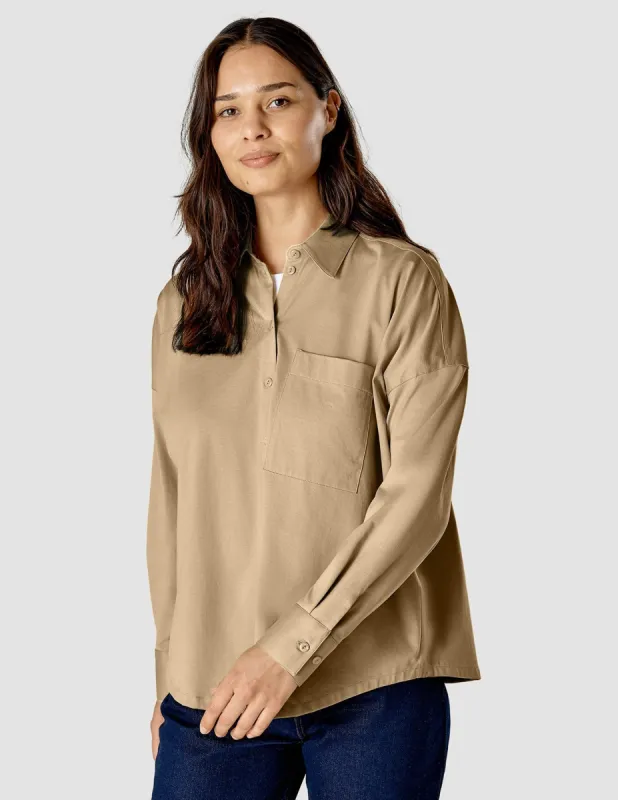 Oversized Long Sleeve Shirt Latte sold by Shaping New Tomorrow