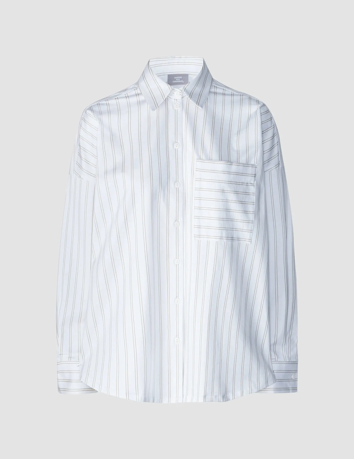 Oversized Long Sleeve Shirt Halo Stripes Latte sold by Shaping New Tomorrow product image thumbnail 3