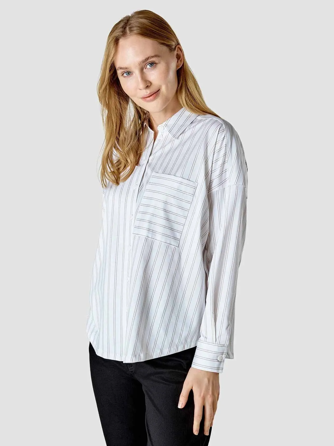 Oversized Long Sleeve Shirt Halo Stripes Latte sold by Shaping New Tomorrow