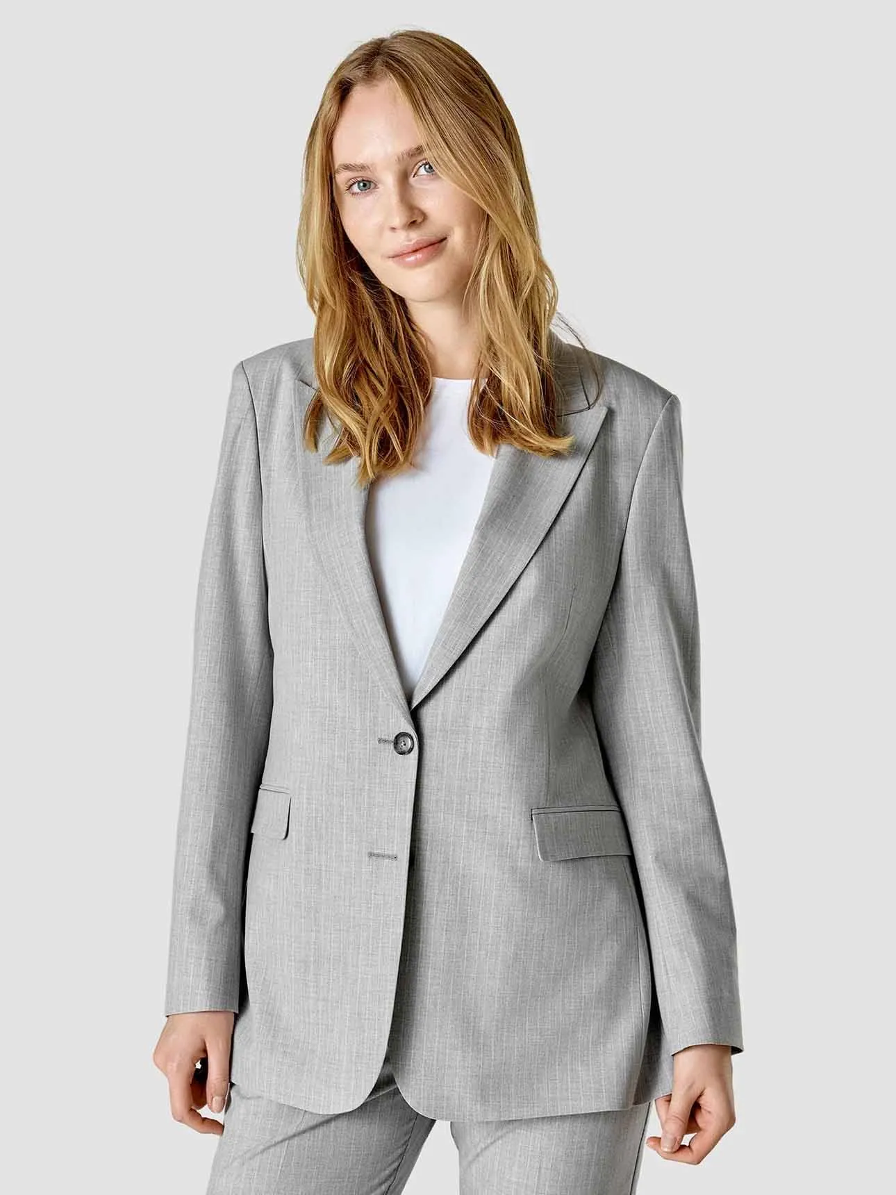 Essential Suit Tapered Light Grey Pinstriped sold by Shaping New Tomorrow product image thumbnail 2