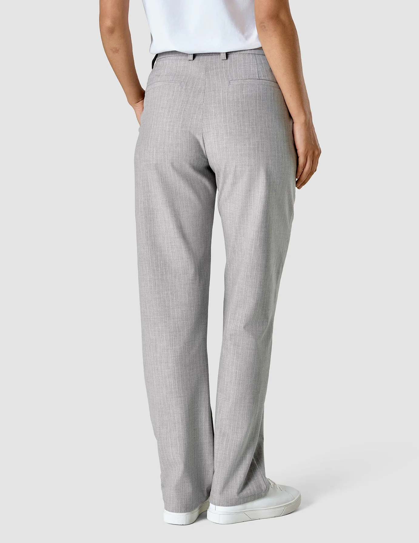 Essential Pants Straight Light Grey Pinstriped sold by Shaping New Tomorrow product image thumbnail 4