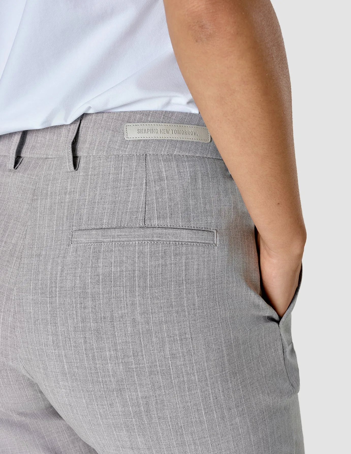 Essential Pants Straight Light Grey Pinstriped sold by Shaping New Tomorrow product image thumbnail 5