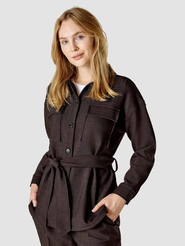 Belted Overshirt Dark Chocolate sold by Shaping New Tomorrow
