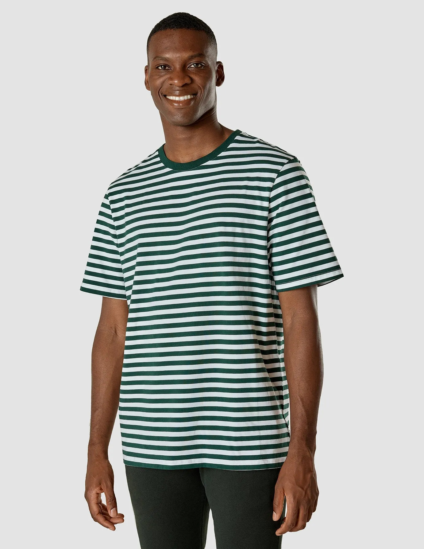 Striped Supima T-shirt Box Fit Forest Green sold by Shaping New Tomorrow