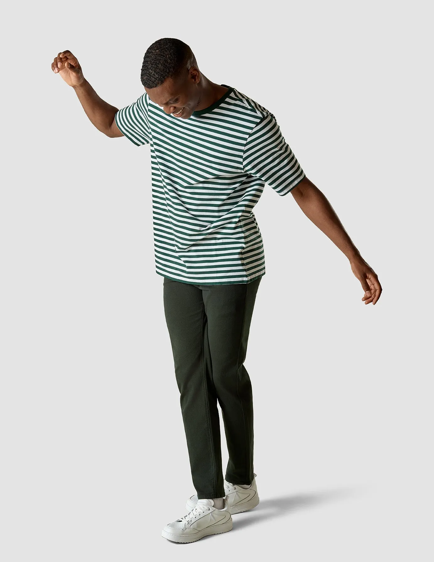 Striped Supima T-shirt Box Fit Forest Green sold by Shaping New Tomorrow product image thumbnail 2