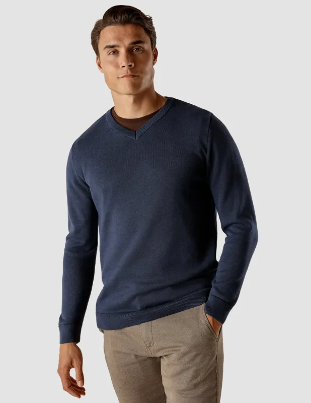 Fine Knit V-neck Navy sold by Shaping New Tomorrow
