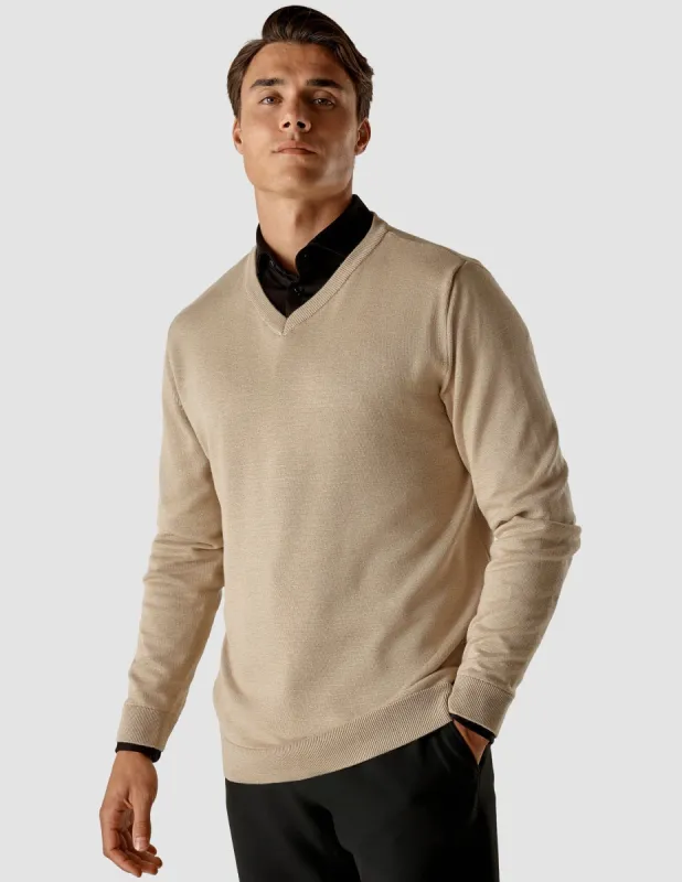 Fine Knit V-neck Khaki Molinaire sold by Shaping New Tomorrow