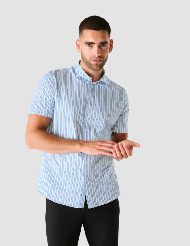 Classic Short-Sleeved Twill Shirt Light Blue Stripes sold by Shaping New Tomorrow