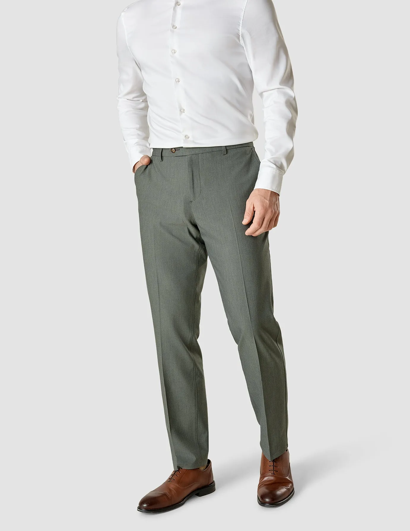 Essential Suit Pants Regular Green Melange sold by Shaping New Tomorrow