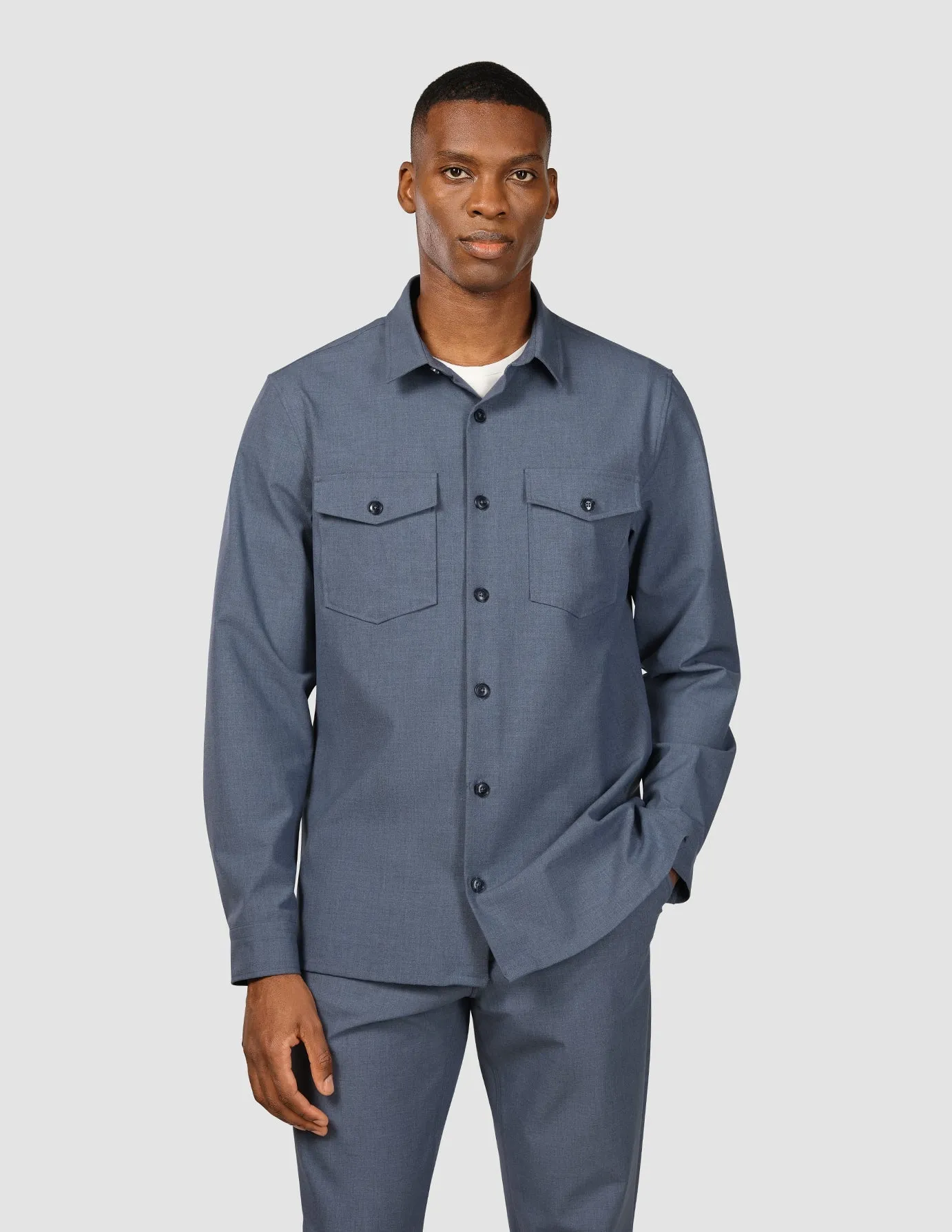 Essential Overshirt Storm Blue Melange sold by Shaping New Tomorrow product image thumbnail 2