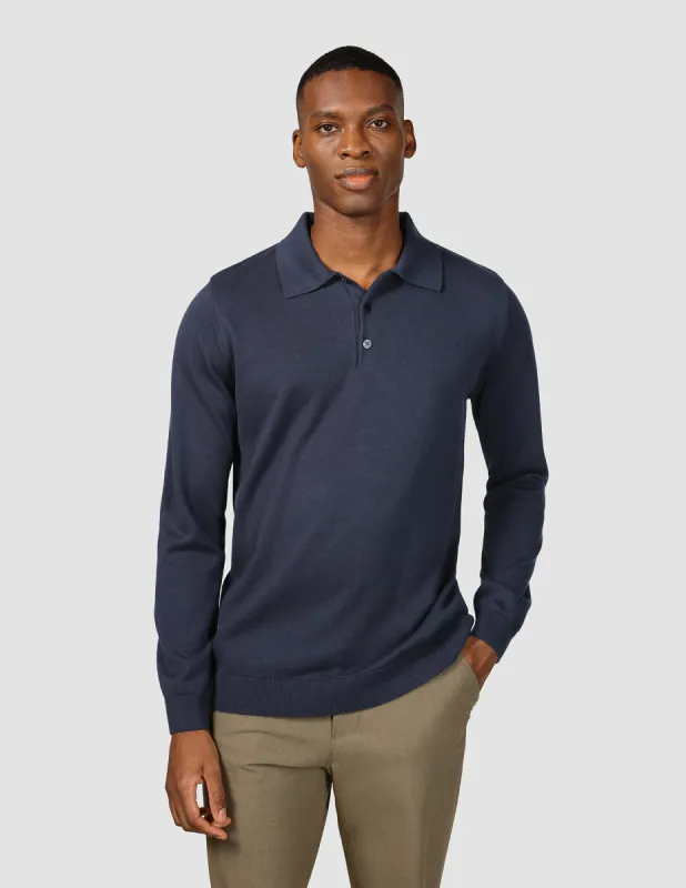 Everyday Knit Long Sleeve Polo Navy sold by Shaping New Tomorrow