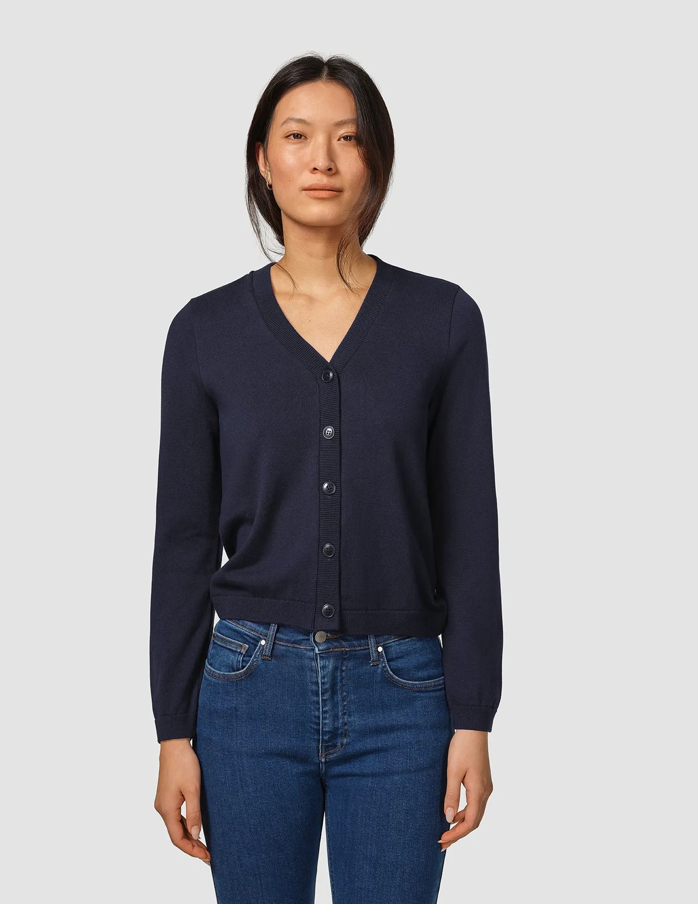 Fine Knit Cardigan Navy sold by Shaping New Tomorrow