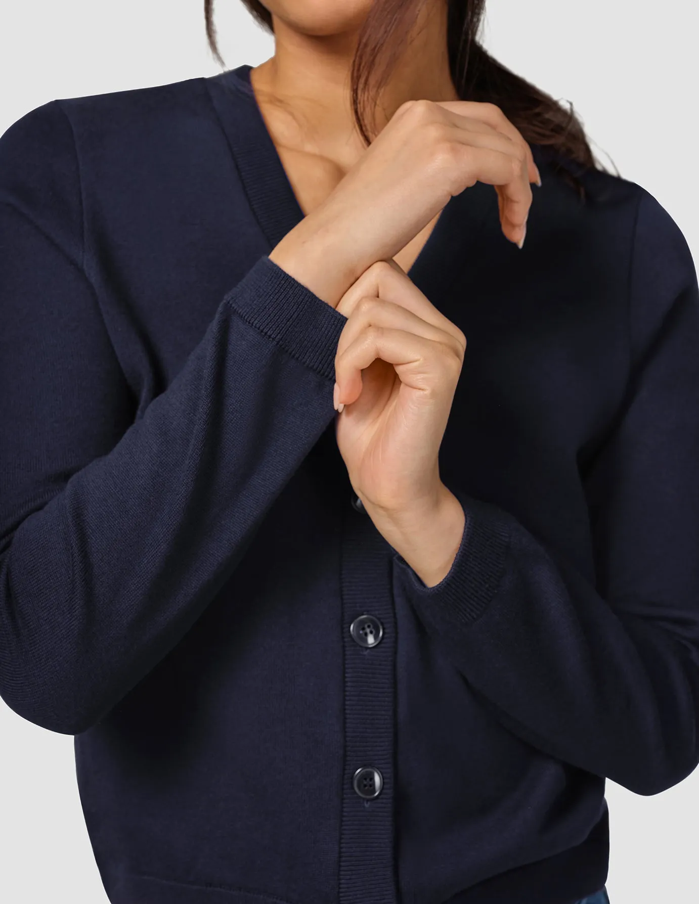 Fine Knit Cardigan Navy sold by Shaping New Tomorrow product image thumbnail 5