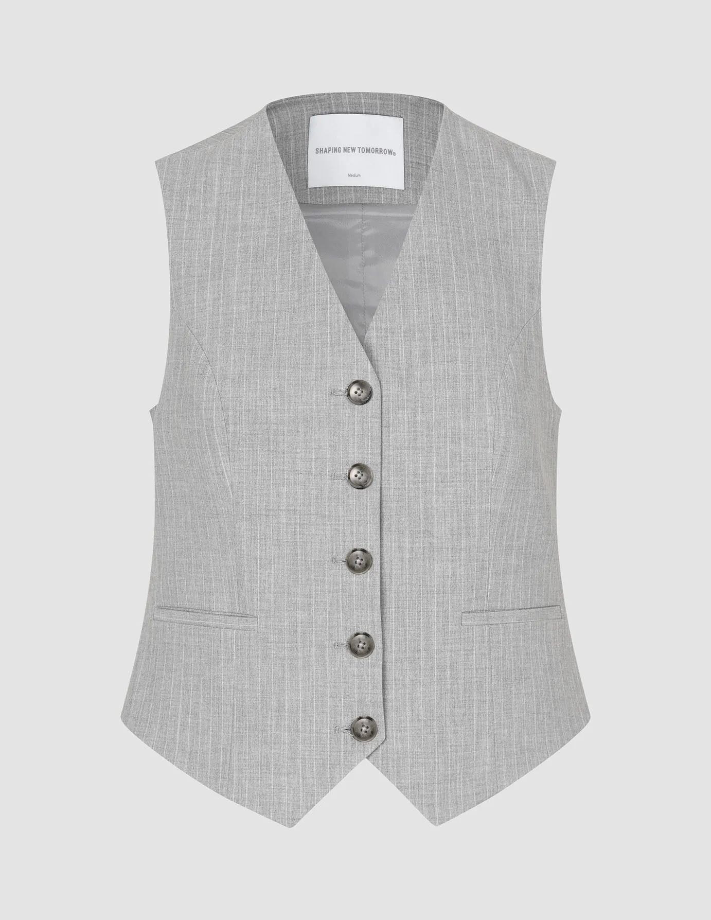 Essential Short Vest Light Grey Pinstriped sold by Shaping New Tomorrow product image thumbnail 3