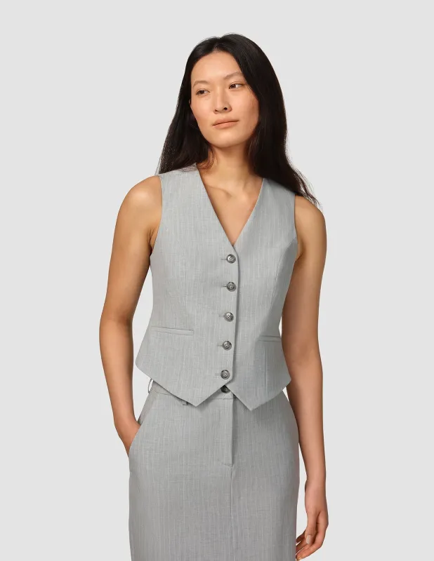 Essential Short Vest Light Grey Pinstriped sold by Shaping New Tomorrow
