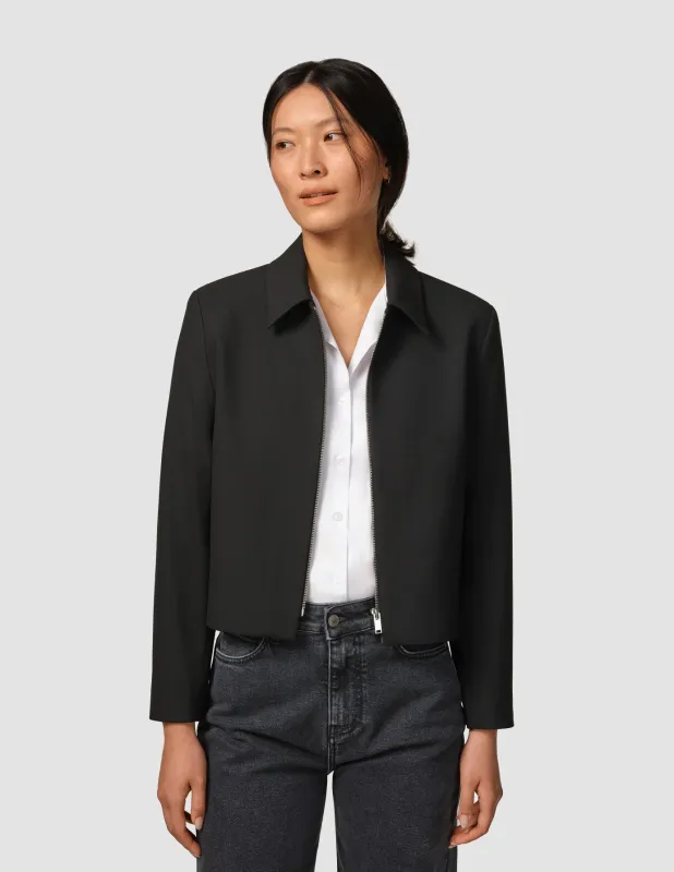 Essential Short Zip Jacket Black sold by Shaping New Tomorrow