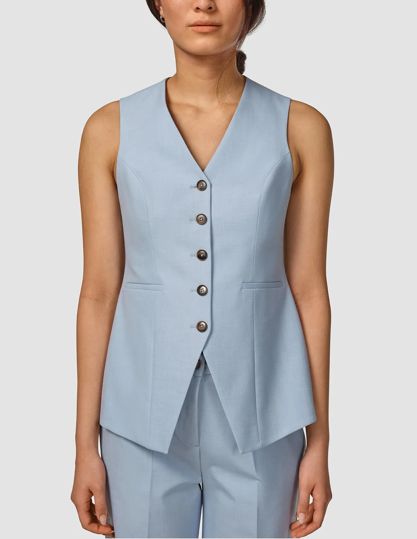 Essential Long Vest Sky Blue Melange sold by Shaping New Tomorrow product image thumbnail 5
