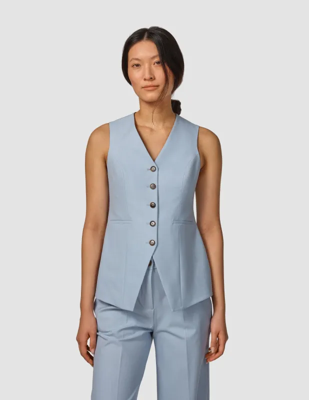 Essential Long Vest Sky Blue Melange sold by Shaping New Tomorrow