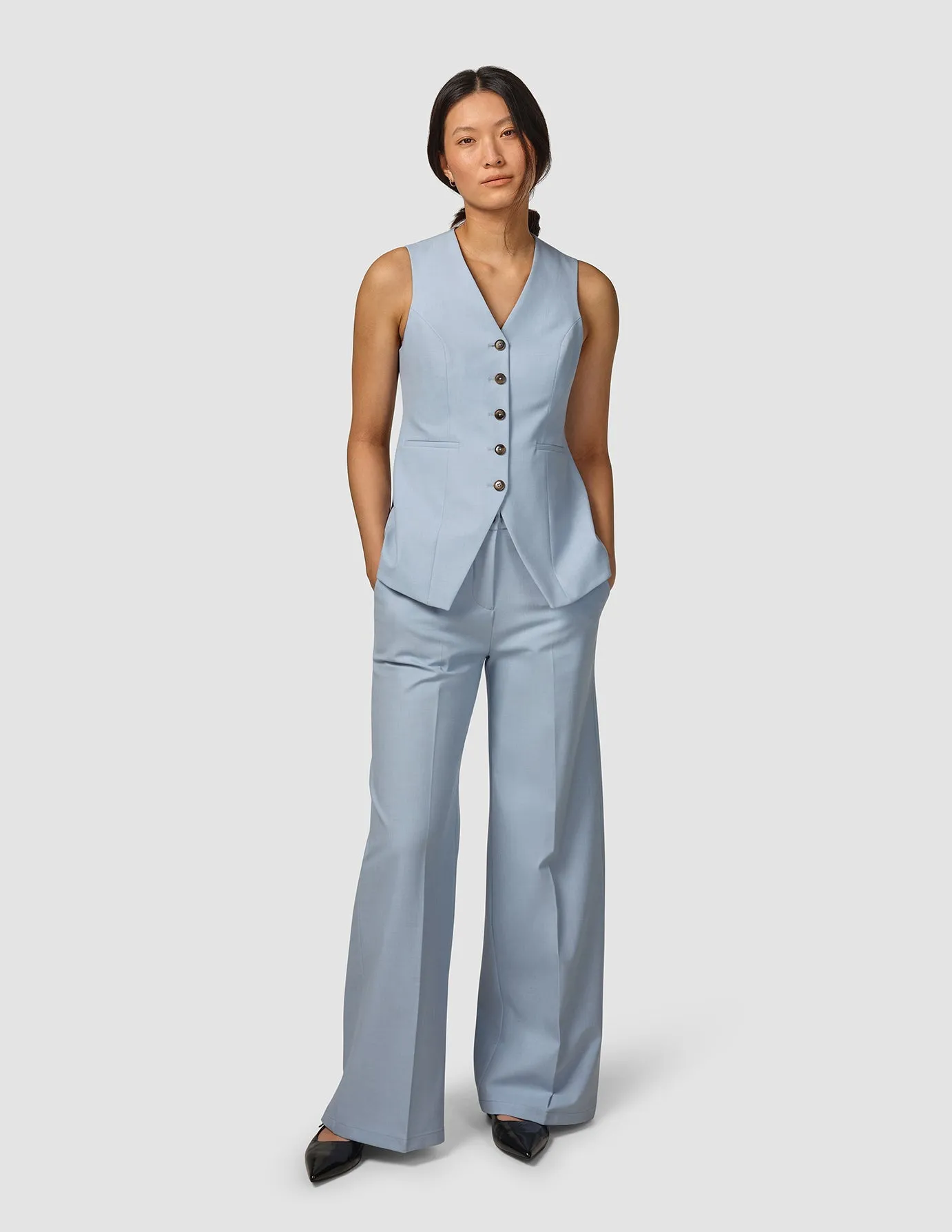 Essential Long Vest Sky Blue Melange sold by Shaping New Tomorrow product image thumbnail 2