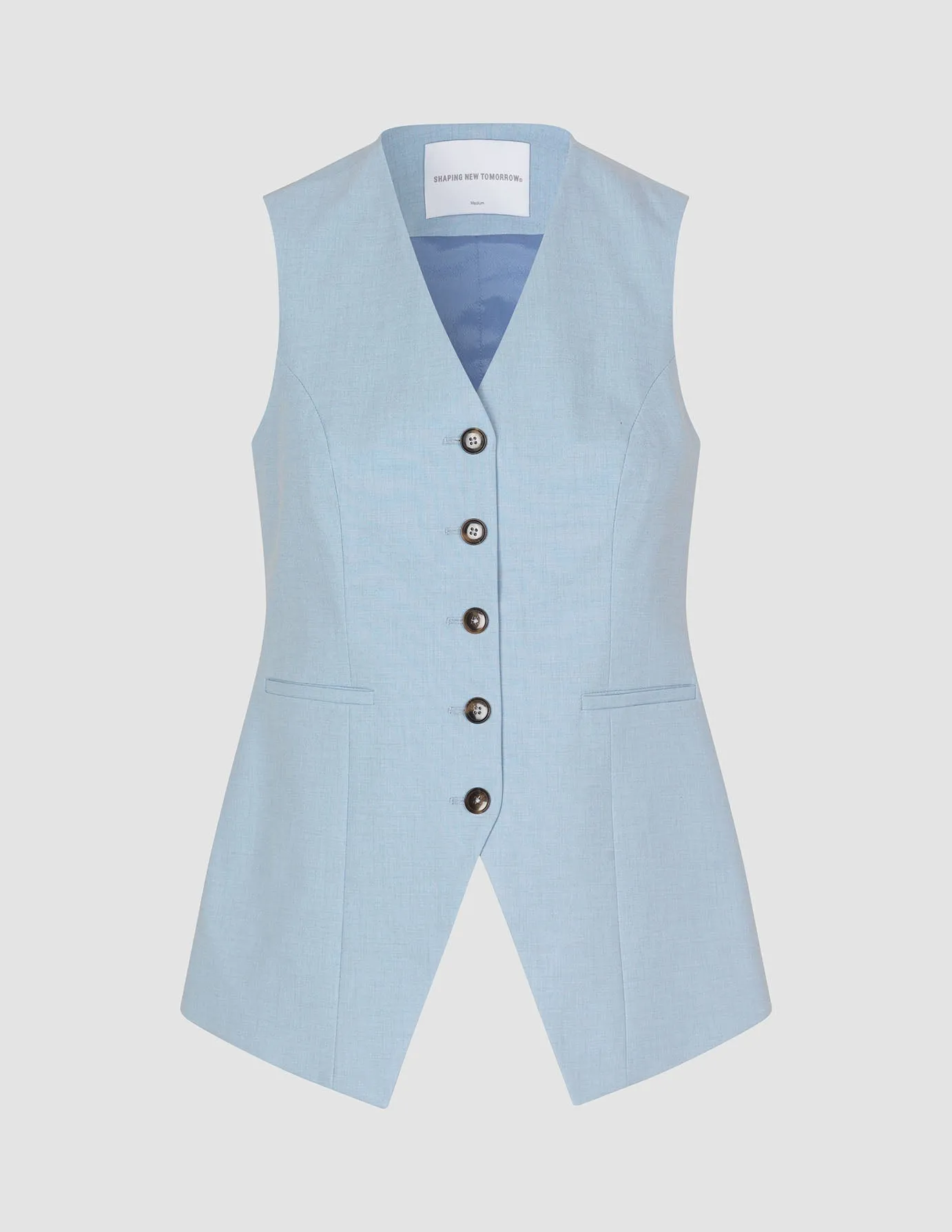 Essential Long Vest Sky Blue Melange sold by Shaping New Tomorrow product image thumbnail 3