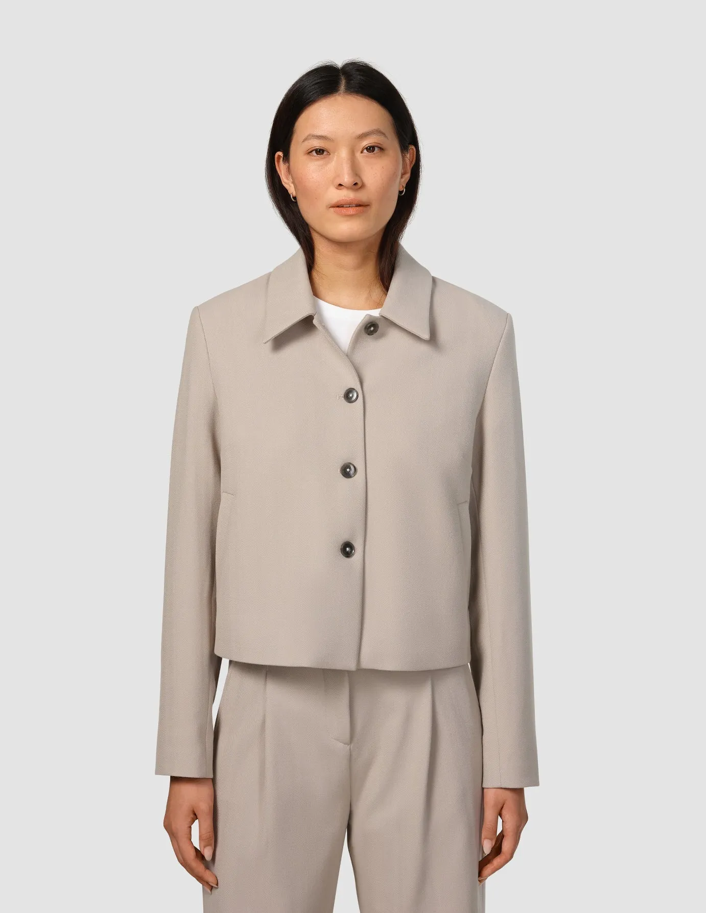 Serene Short Jacket Greige sold by Shaping New Tomorrow