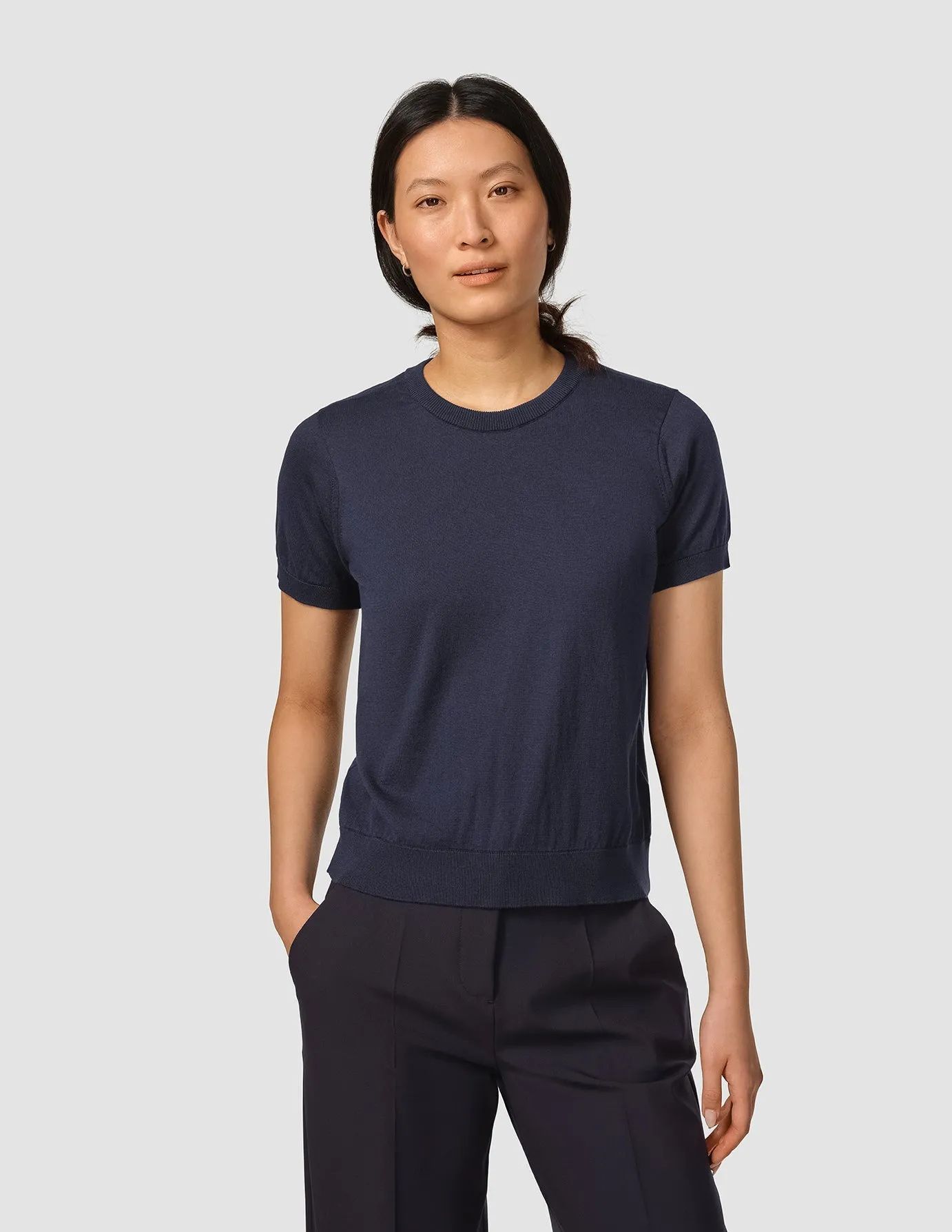 Fine Knit T-shirt Navy sold by Shaping New Tomorrow