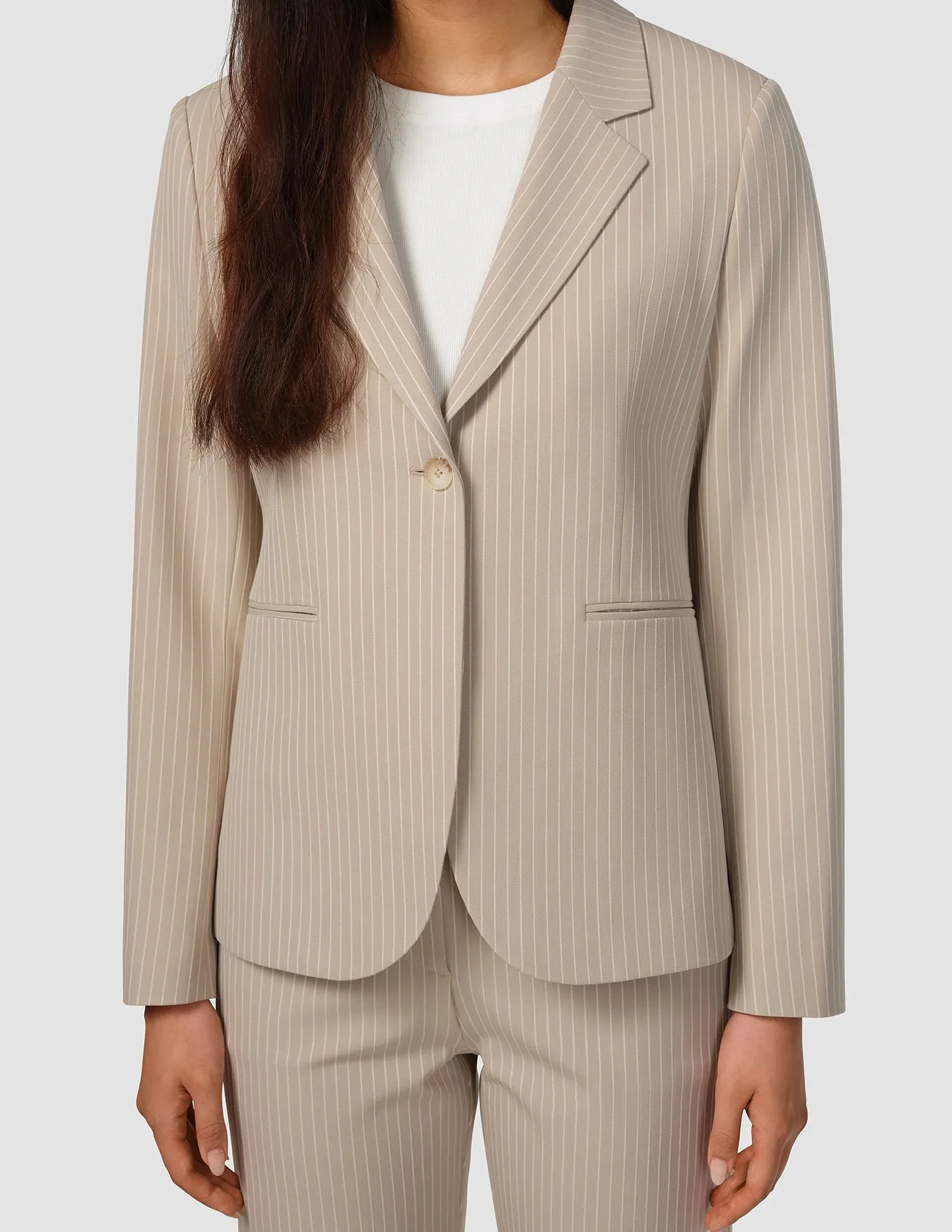 Essential Fitted Blazer Island Sand Pinstriped sold by Shaping New Tomorrow product image thumbnail 5