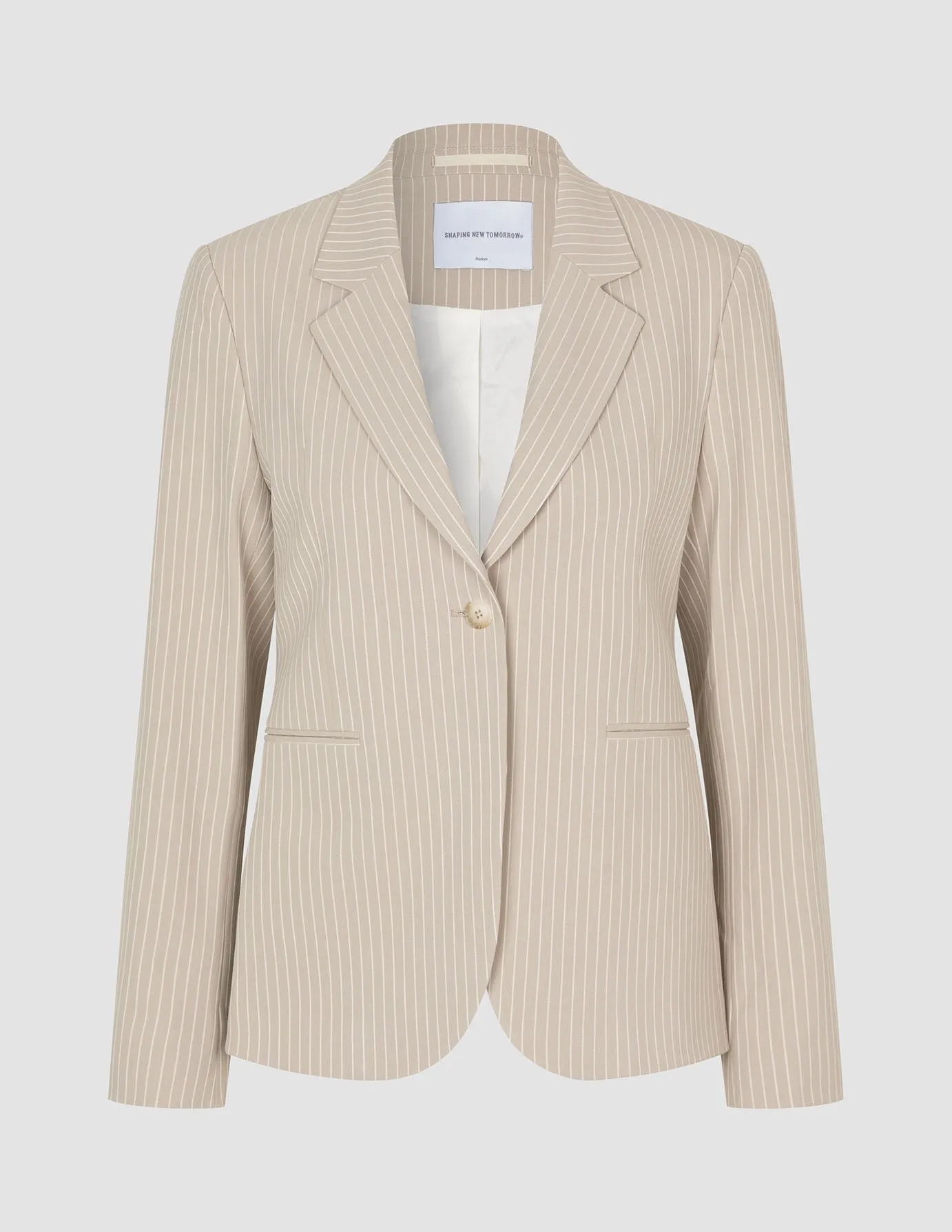Essential Fitted Blazer Island Sand Pinstriped sold by Shaping New Tomorrow product image thumbnail 3