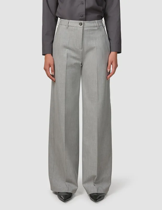 Essential Pants Wide Light Grey Pinstriped sold by Shaping New Tomorrow