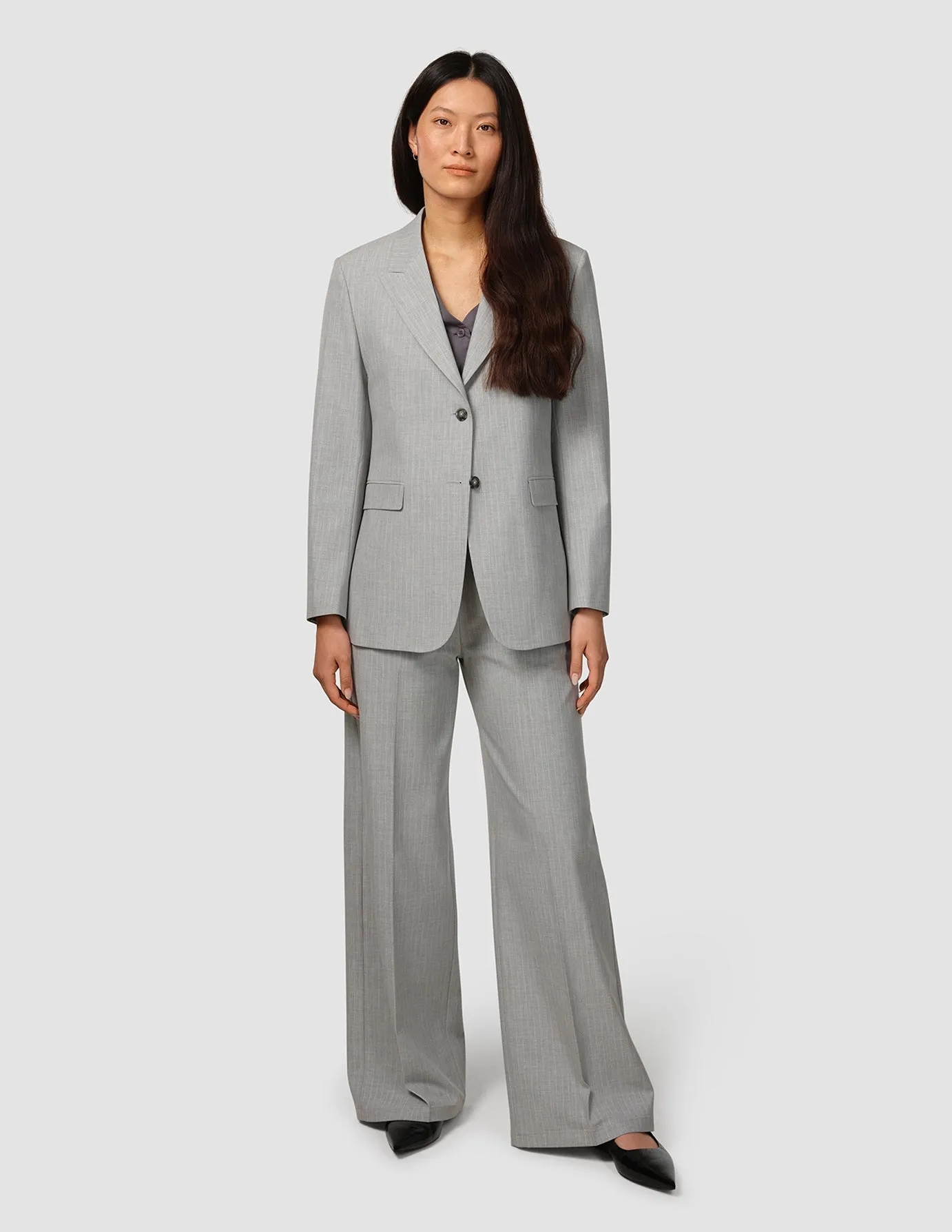 Essential Blazer Light Grey Pinstriped sold by Shaping New Tomorrow product image thumbnail 2