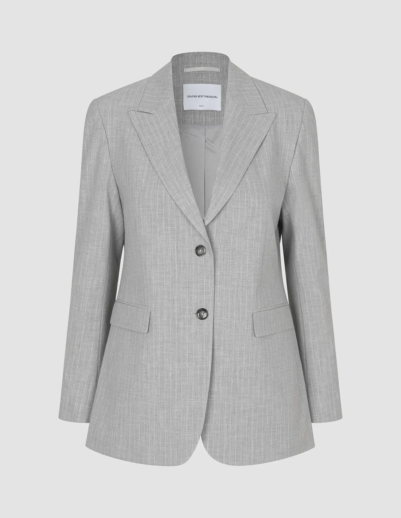 Essential Blazer Light Grey Pinstriped sold by Shaping New Tomorrow product image thumbnail 3