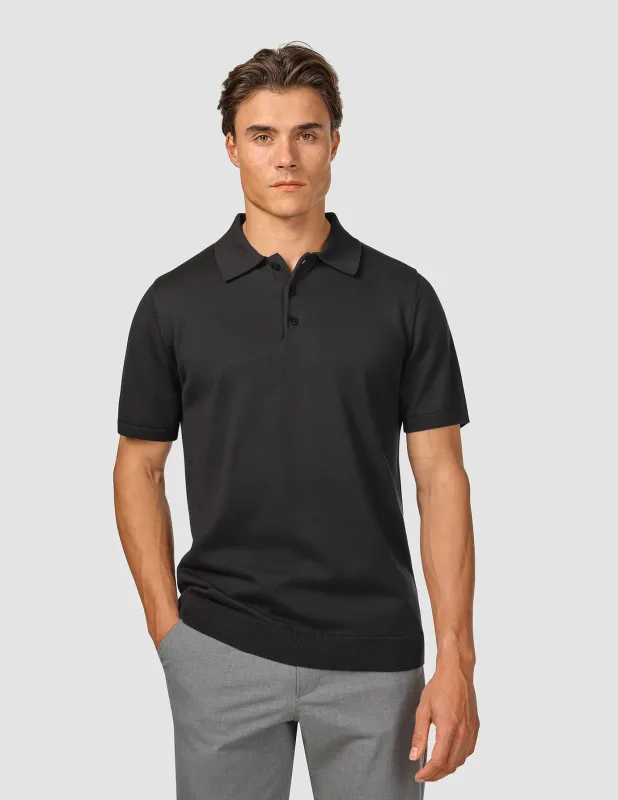 Everyday Knit Short Sleeve Polo Black sold by Shaping New Tomorrow