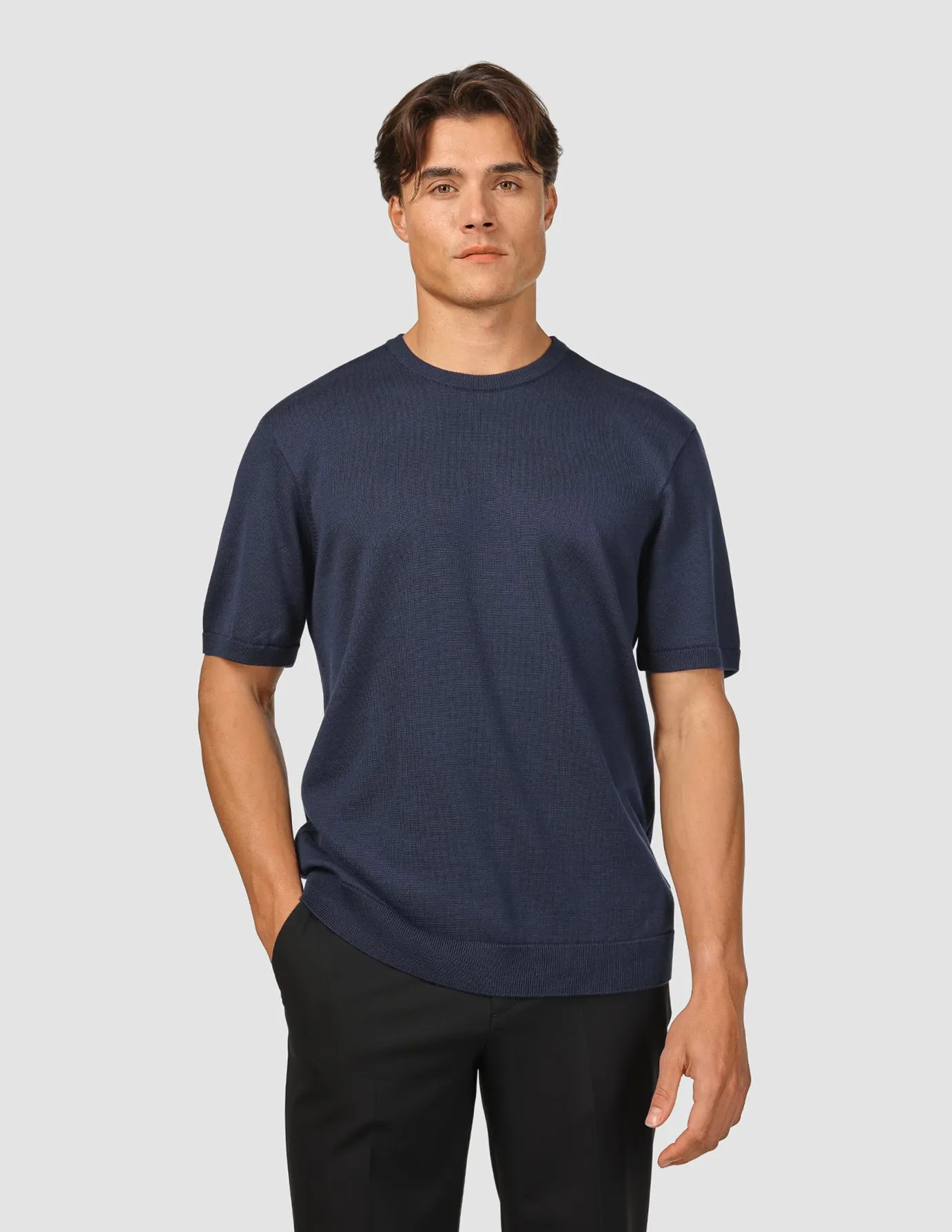 Everyday Knit Box Fit T-shirt Navy sold by Shaping New Tomorrow