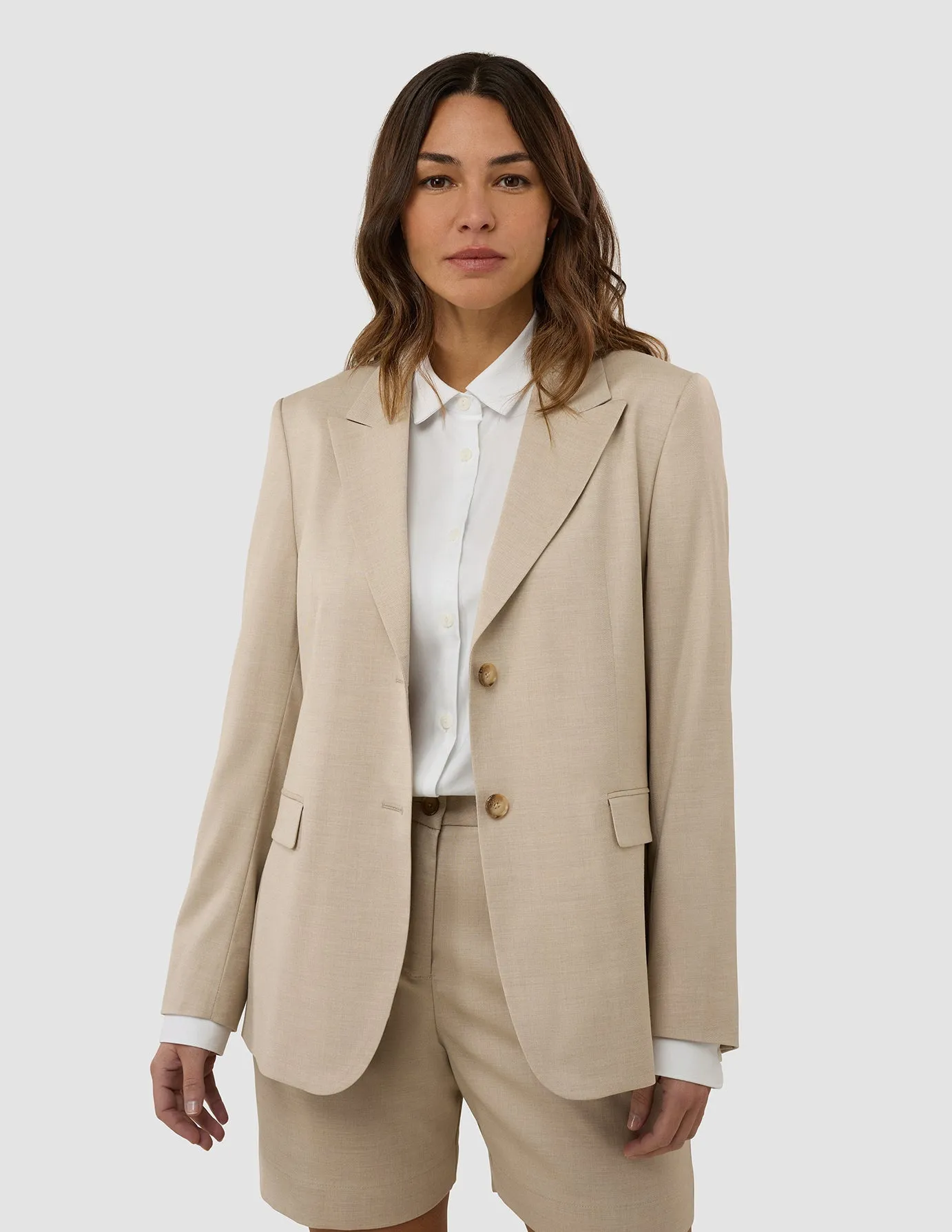 Women's Skye Blazer Sandy Beige Melange sold by Shaping New Tomorrow