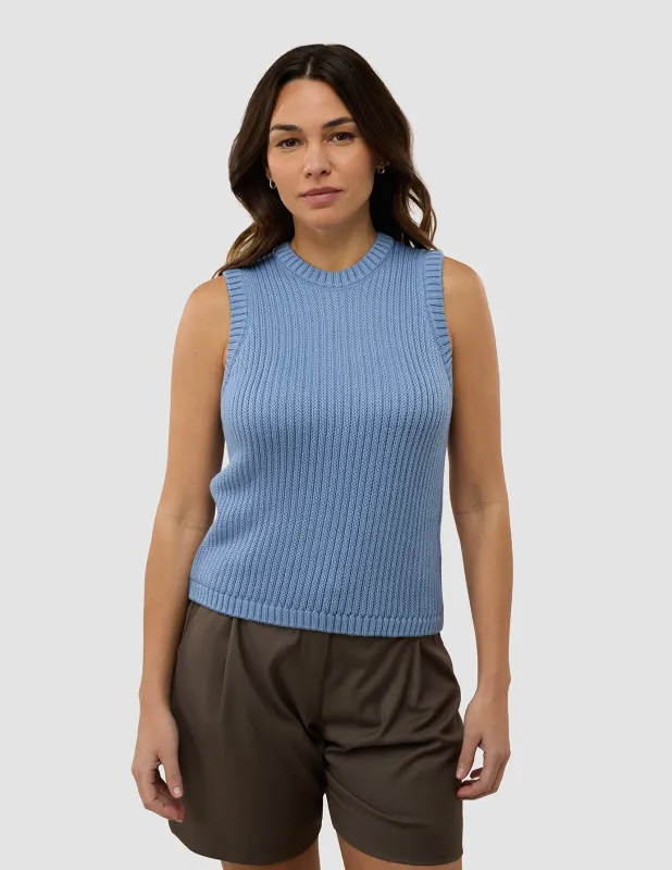 Women's Structured Knit Top Serenity Blue sold by Shaping New Tomorrow