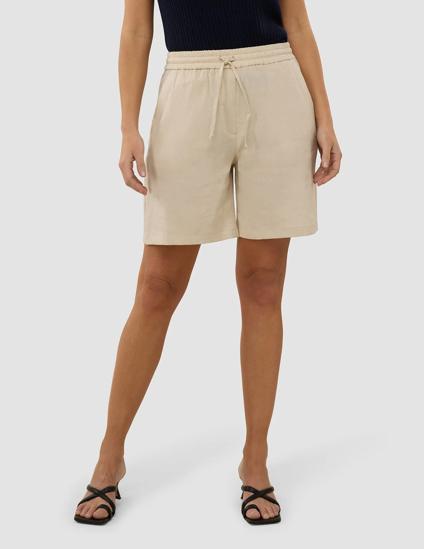 Women's Linen Shorts Relaxed Sandy Beige sold by Shaping New Tomorrow