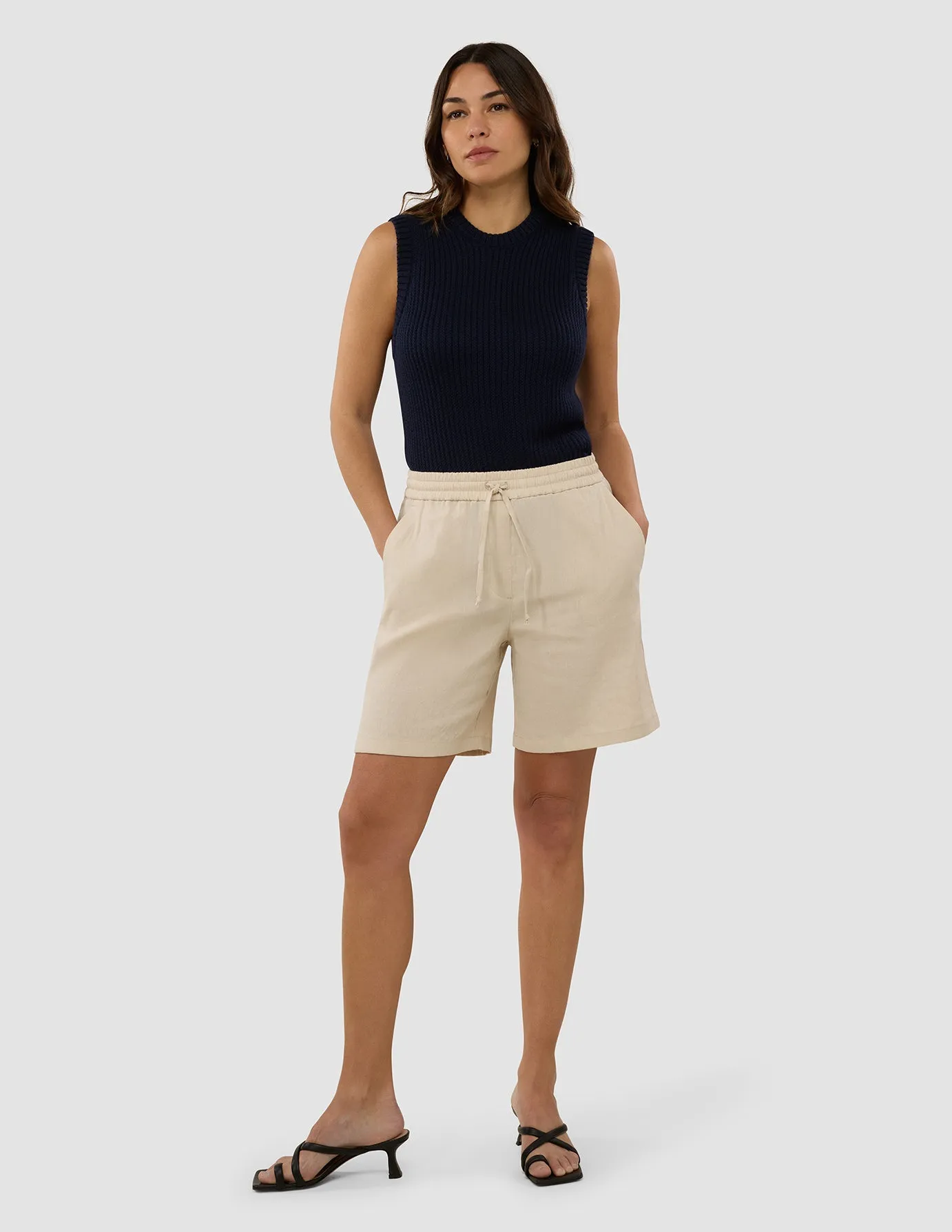 Women's Linen Shorts Relaxed Sandy Beige sold by Shaping New Tomorrow product image thumbnail 2