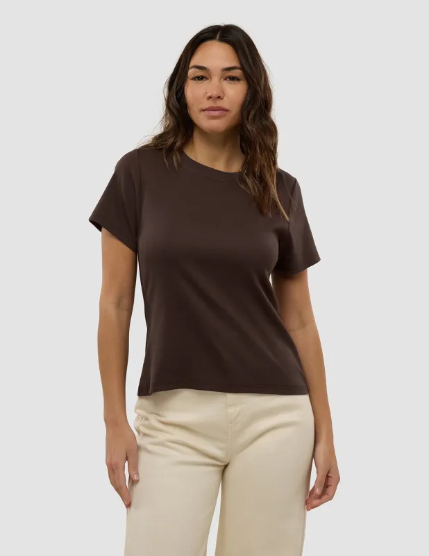 Women's Rib T-Shirt Espresso sold by Shaping New Tomorrow