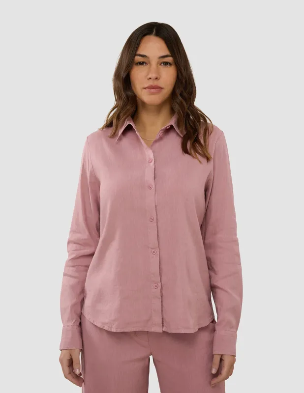 Women's Linen Shirt Dusty Cerise sold by Shaping New Tomorrow