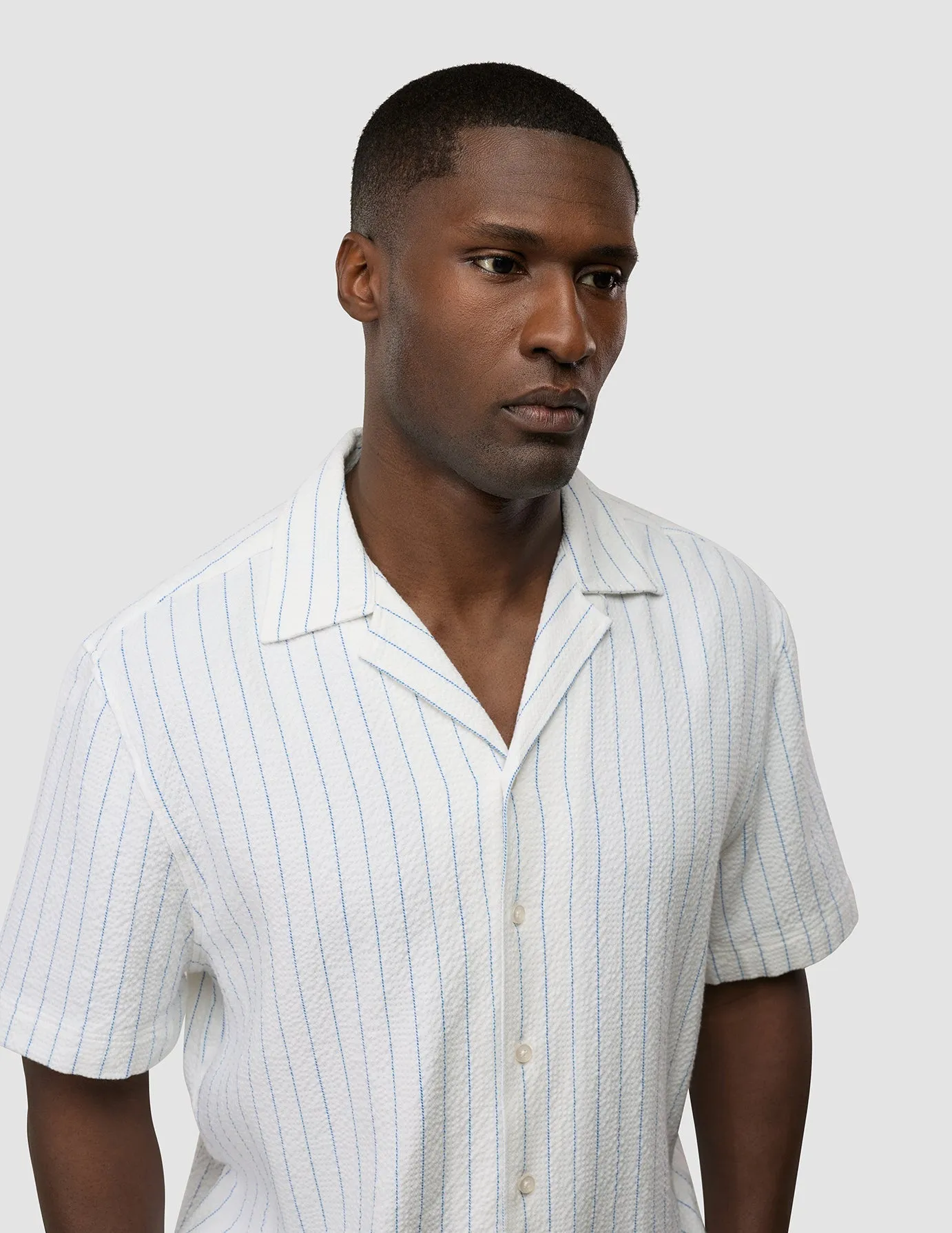Seersucker Short Sleeve Shirt Blue Stripes sold by Shaping New Tomorrow product image thumbnail 3
