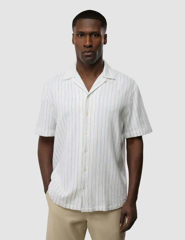 Seersucker Short Sleeve Shirt Blue Stripes sold by Shaping New Tomorrow