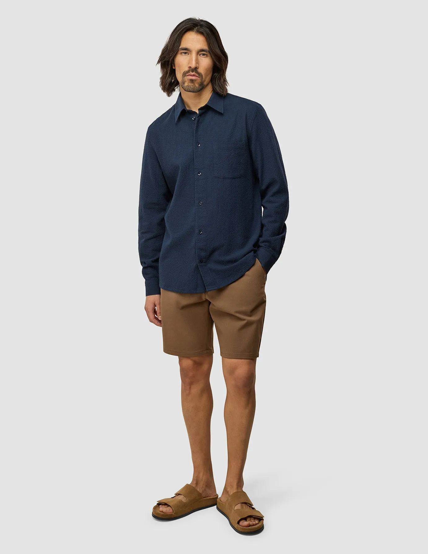 Seersucker Casual Shirt Dark Navy sold by Shaping New Tomorrow product image thumbnail 4