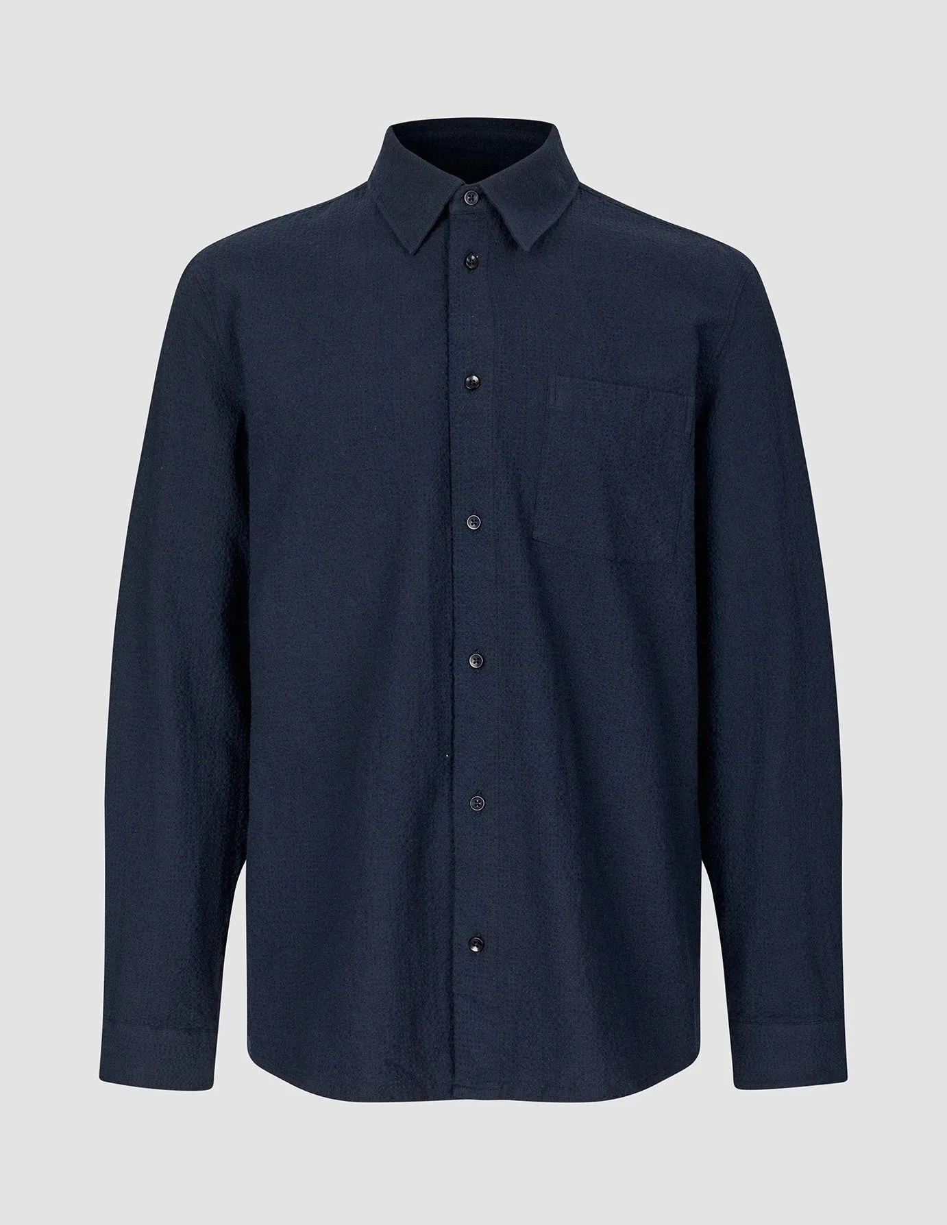 Seersucker Casual Shirt Dark Navy sold by Shaping New Tomorrow product image thumbnail 3