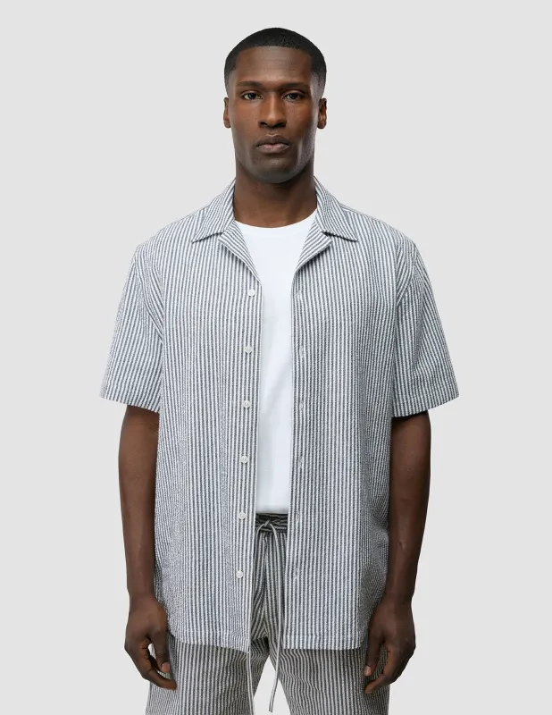 Seersucker Short Sleeve Shirt Navy Stripes sold by Shaping New Tomorrow