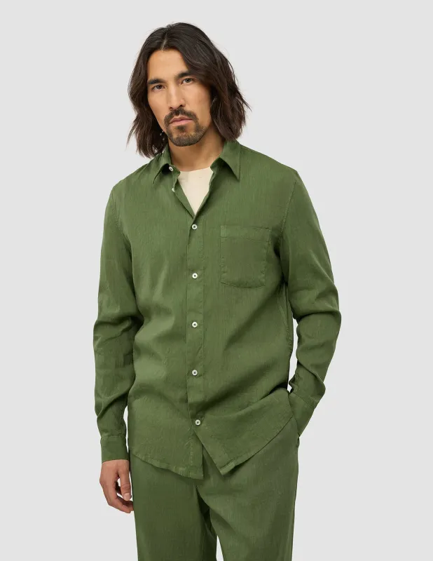 Refined Linen Long Sleeve Shirt Clover Green sold by Shaping New Tomorrow