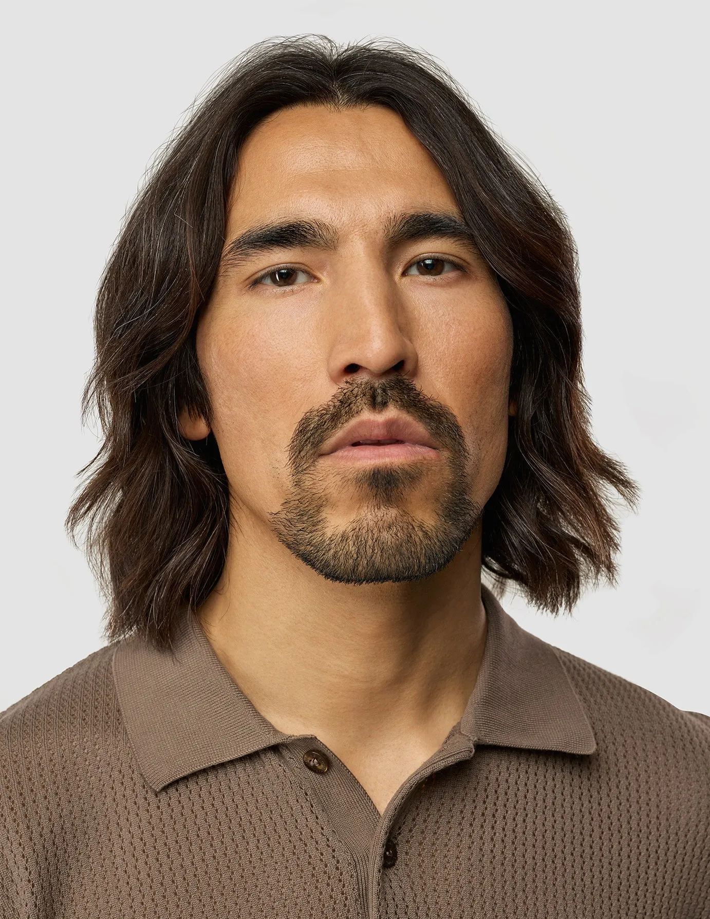 Textured Knitted Short Sleeve Polo Dark Earth sold by Shaping New Tomorrow product image thumbnail 4