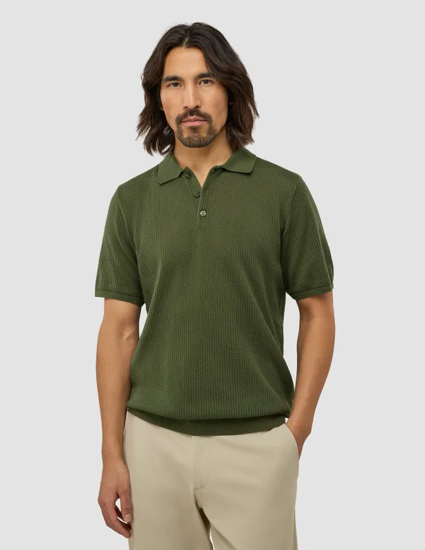 Textured Knitted Short Sleeve Polo Urban Green sold by Shaping New Tomorrow