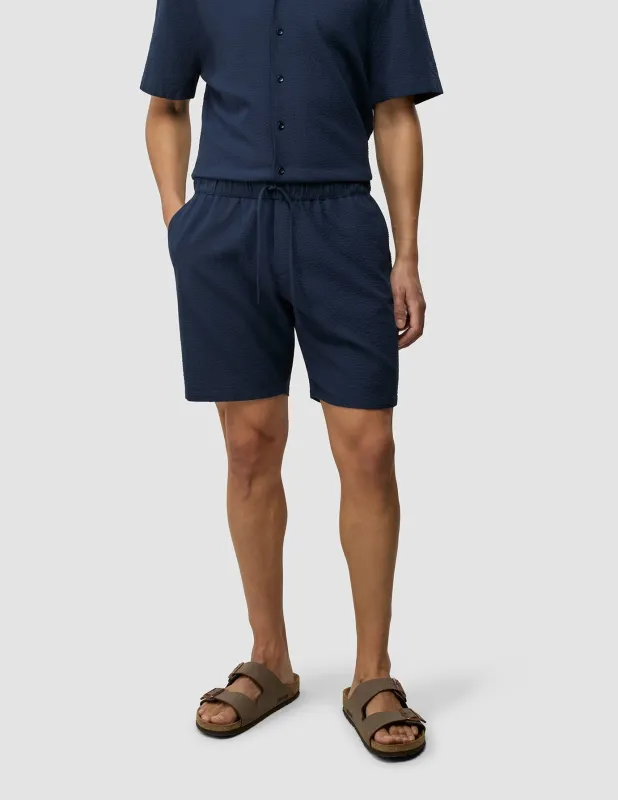 Seersucker Shorts Dark Navy sold by Shaping New Tomorrow