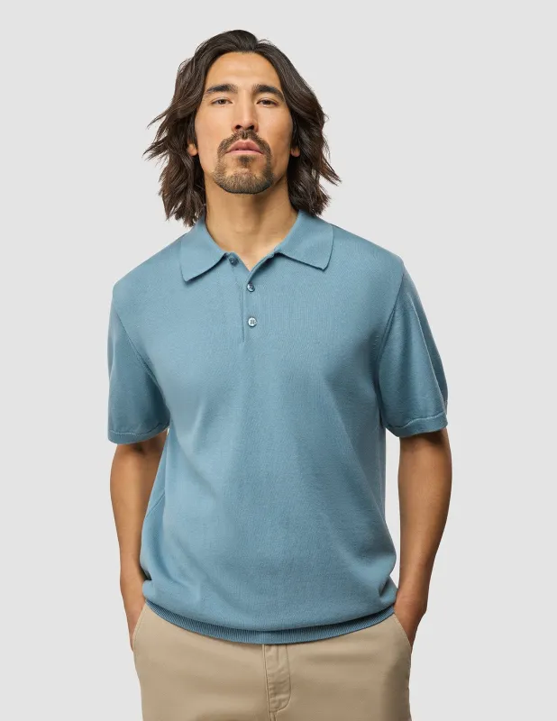 Everyday Knit Short Sleeve Polo Blue Mirage sold by Shaping New Tomorrow