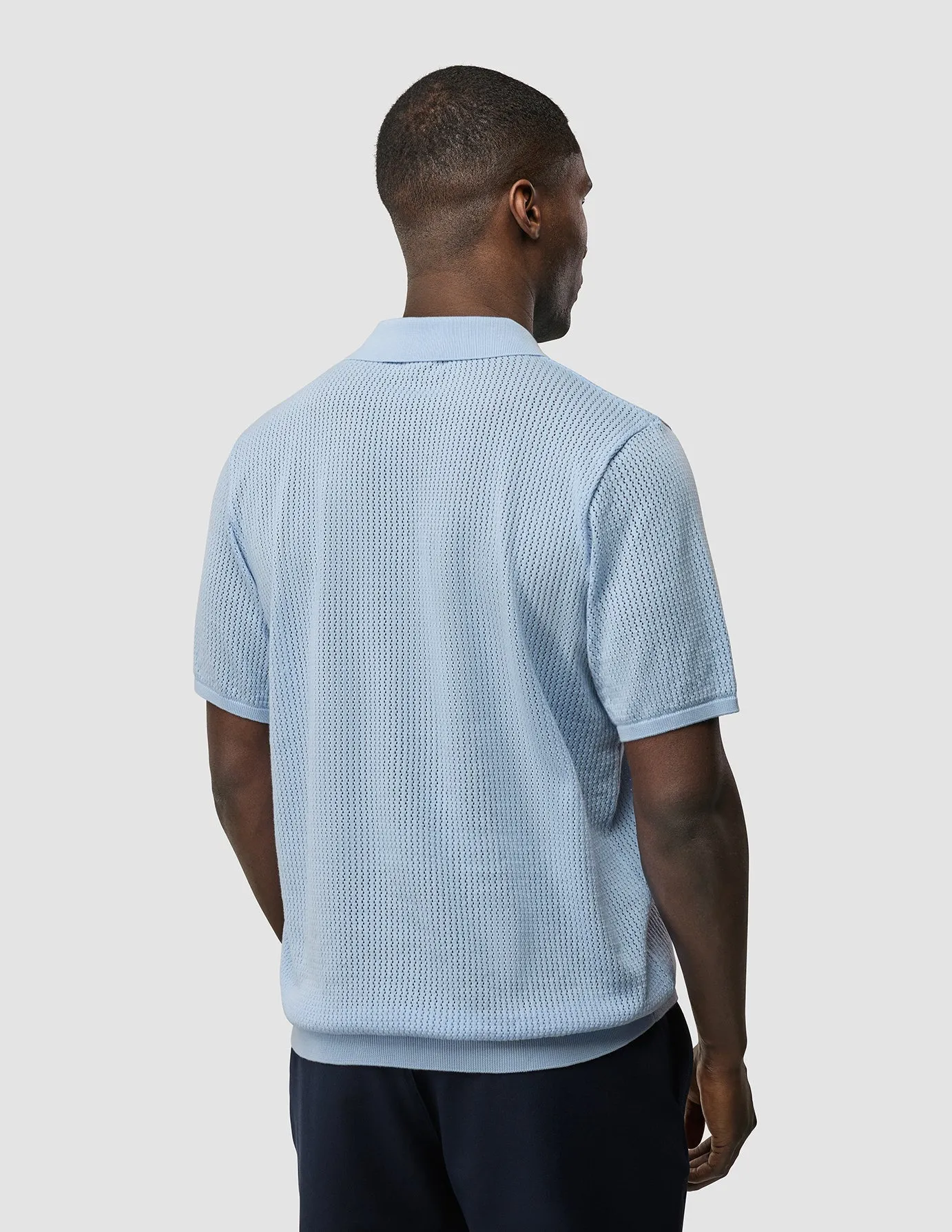 Textured Knitted Short Sleeve Polo Sky Blue sold by Shaping New Tomorrow product image thumbnail 5